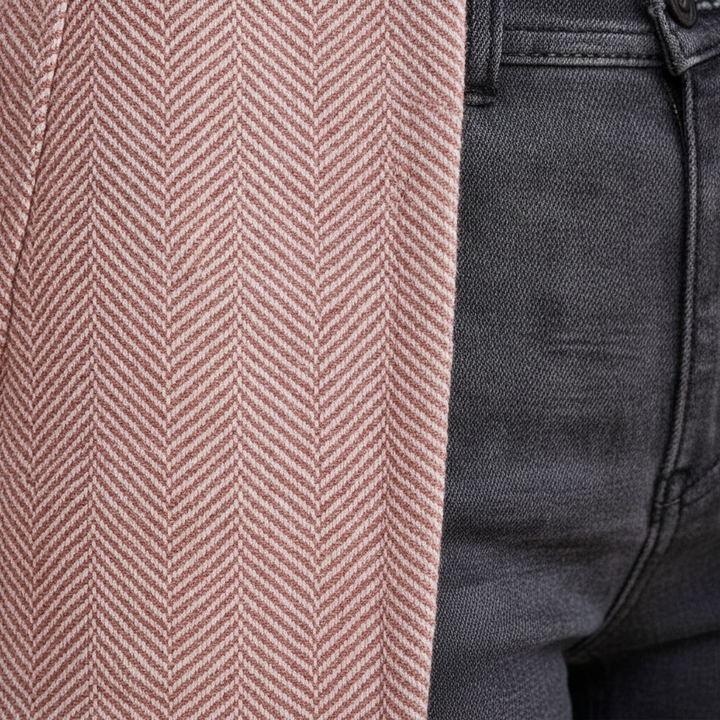 Amara | Veste blazer texturée rose pâle