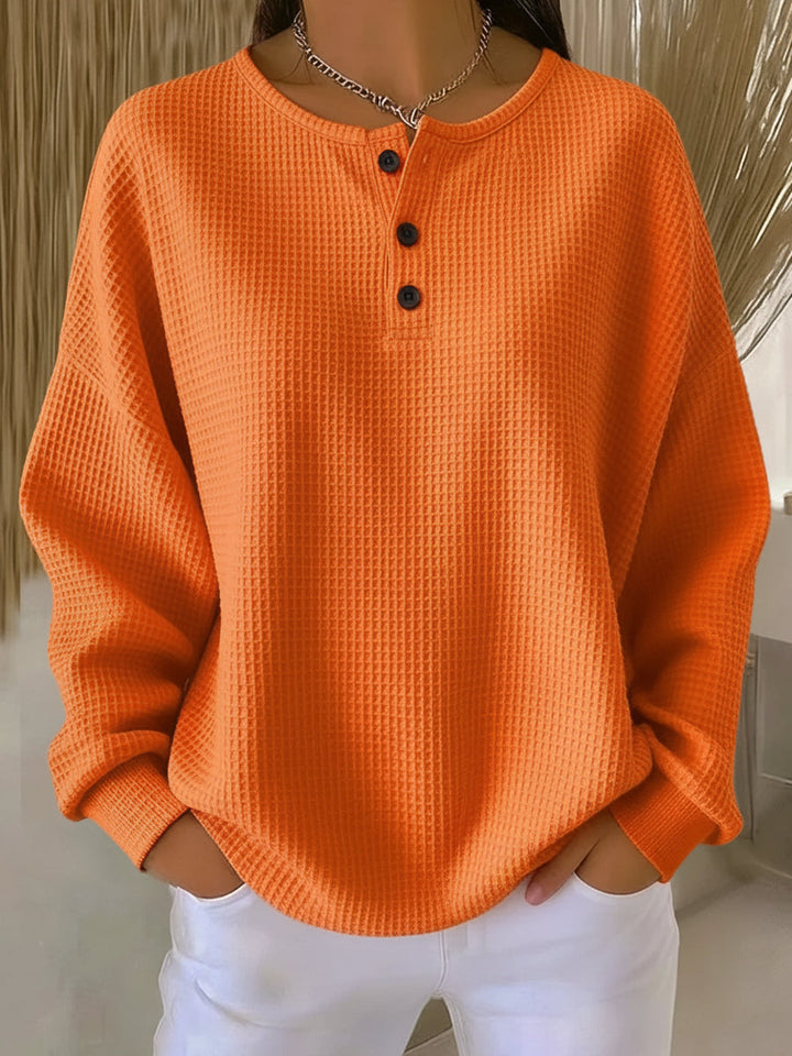 Anne | Henley en Tricot Waffle Confortable