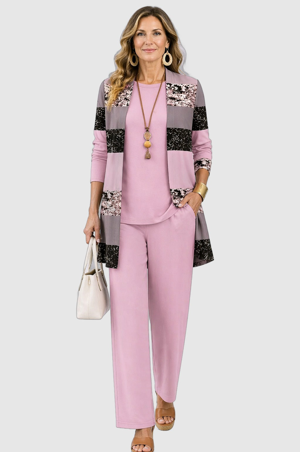 Ginette™ | Ensemble Trois Pièces Rose Patchwork