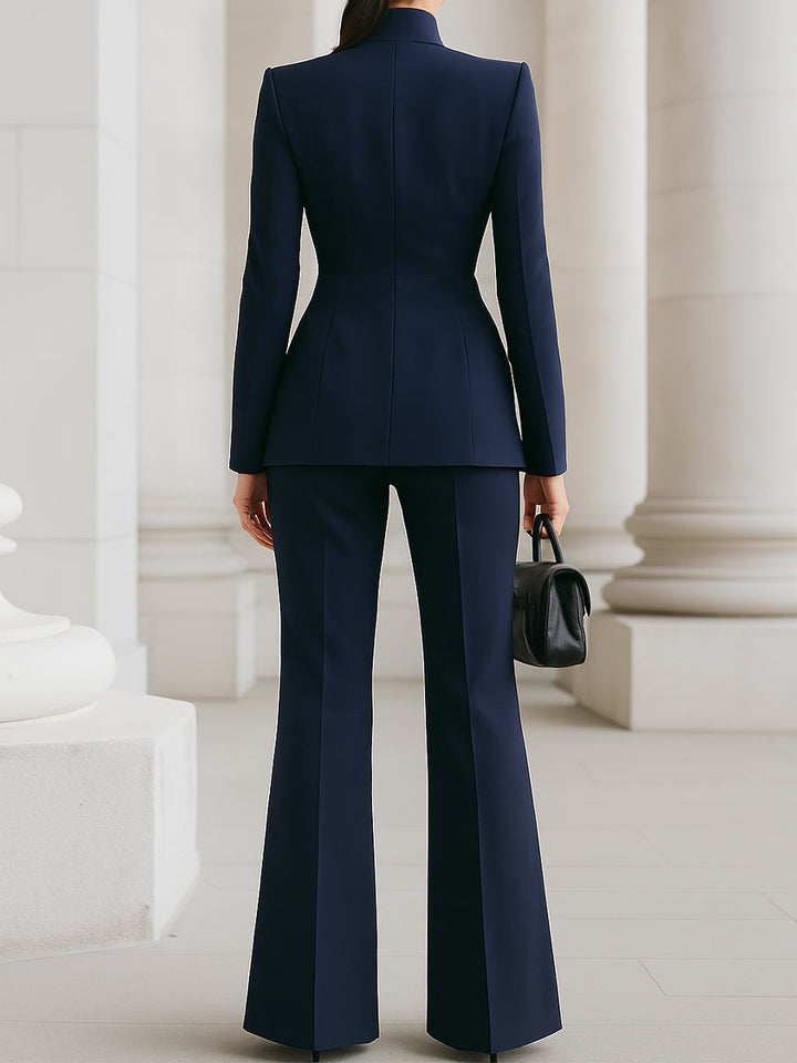 Navarre | Ensemble blazer col montant et pantalon jambe large