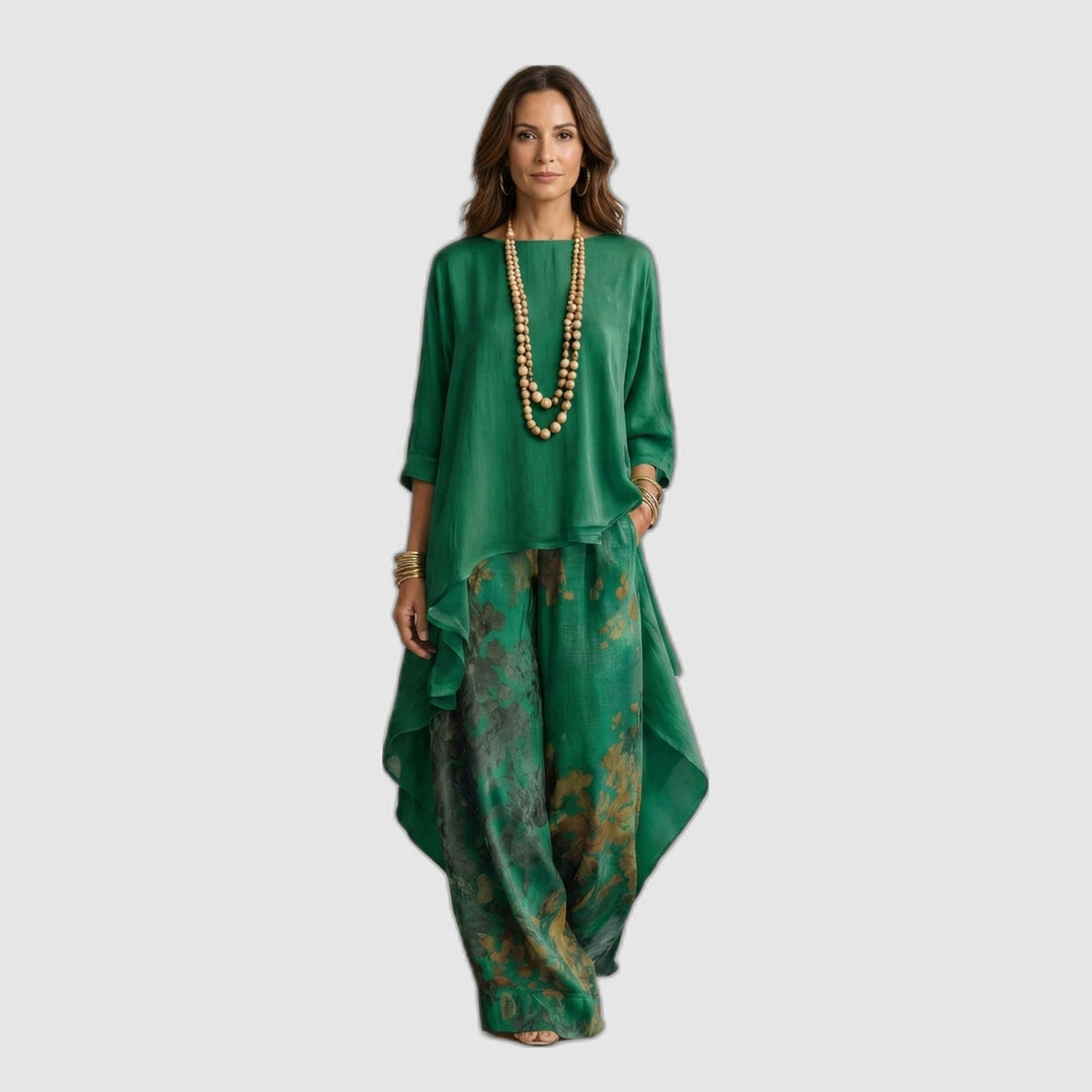 Cariola | Ensemble Deux Pièces en Coton-Silk avec Tunique Asymétrique