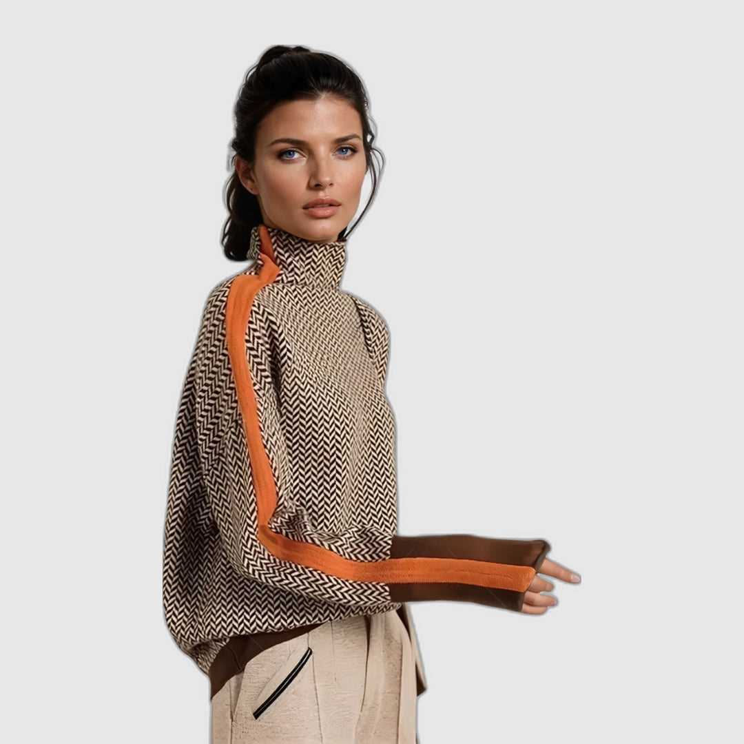 Clémence | Pull à col roulé à rayures contrastantes