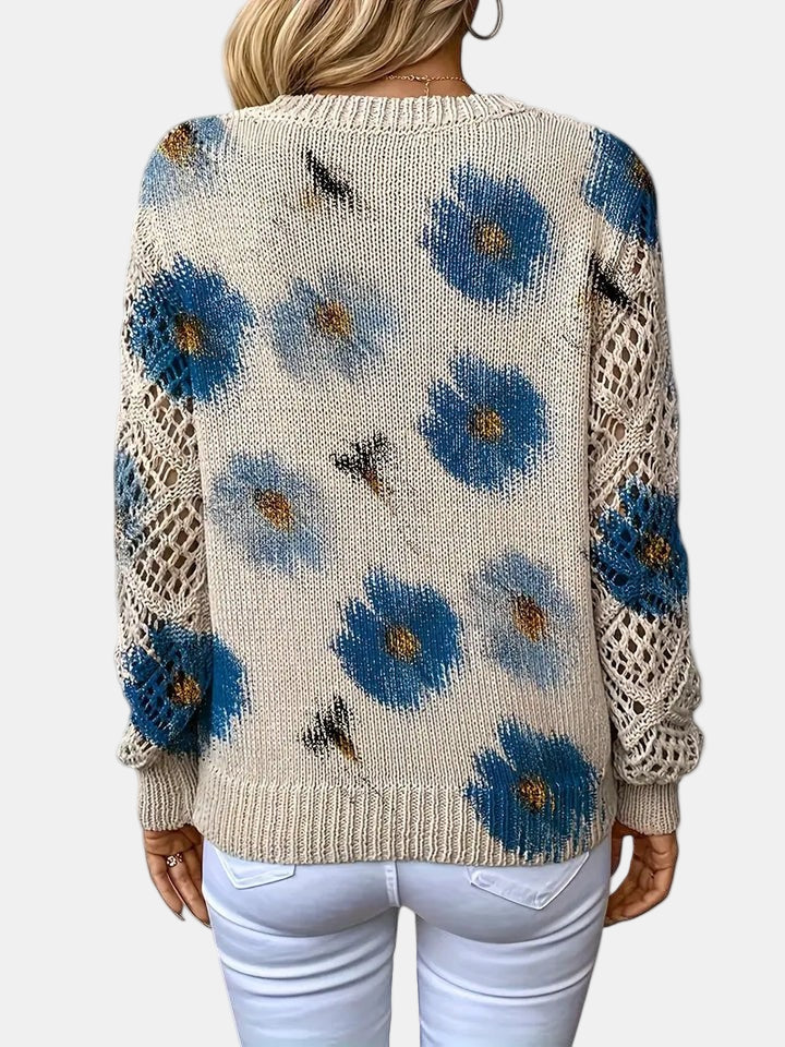 Amelie | Pull V-Neck Floral Élégant