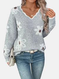 Charlotte | Pull Floral V-Neck Intemporel