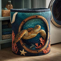 Mireille™ | Panier Matelassé Tortue Sous les Vagues