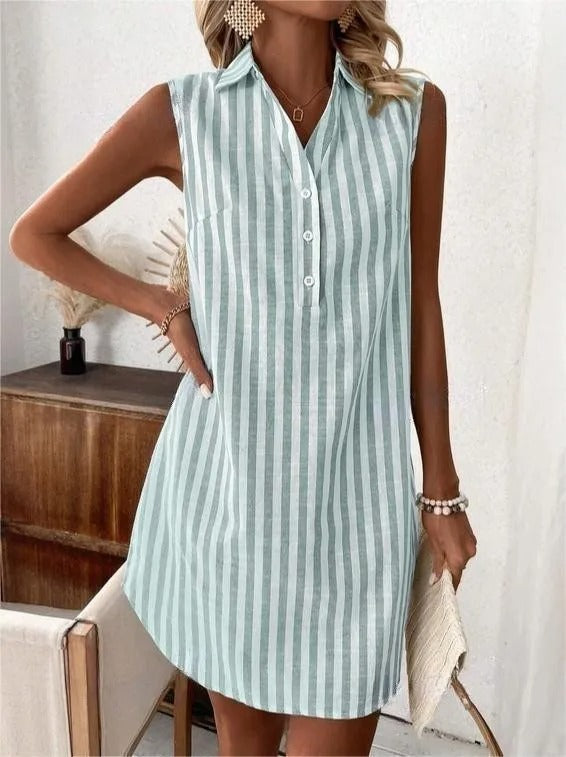 Frenzi | Robe chemise rayée sans manches