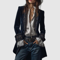 Erica | Veste longue en velours brodé