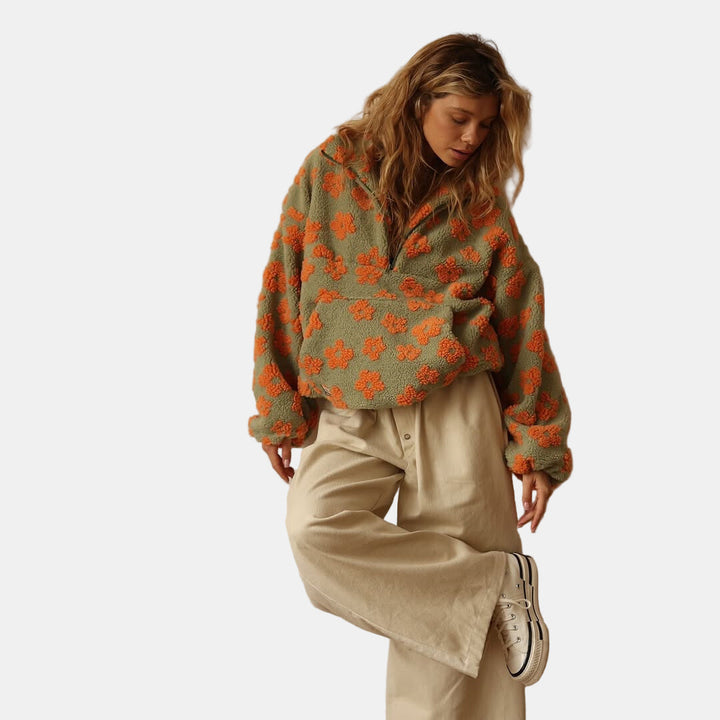 Ivy | Pull Fleece Floral à Manches Longues