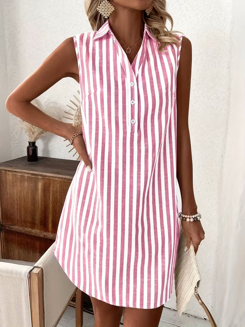 Frenzi | Robe chemise rayée sans manches