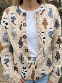 Charlotte™ | Cardigan Imprimé Chat Douillet