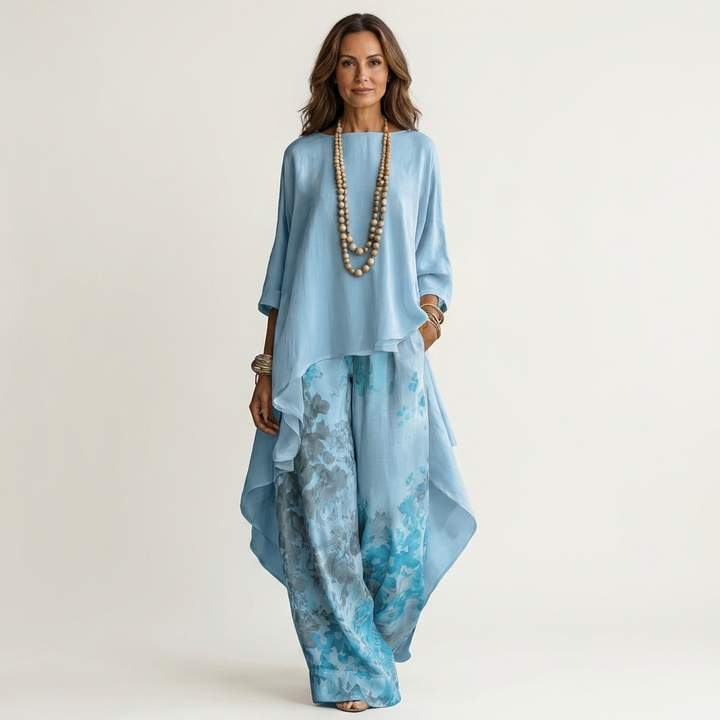 Cariola | Ensemble Deux Pièces en Coton-Silk avec Tunique Asymétrique