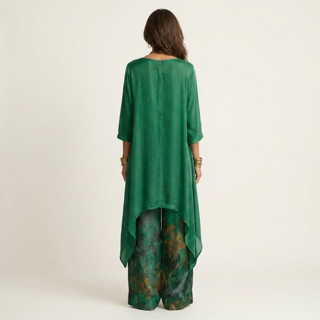 Cariola | Ensemble Deux Pièces en Coton-Silk avec Tunique Asymétrique