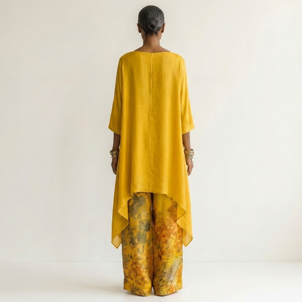 Cariola | Ensemble Deux Pièces en Coton-Silk avec Tunique Asymétrique