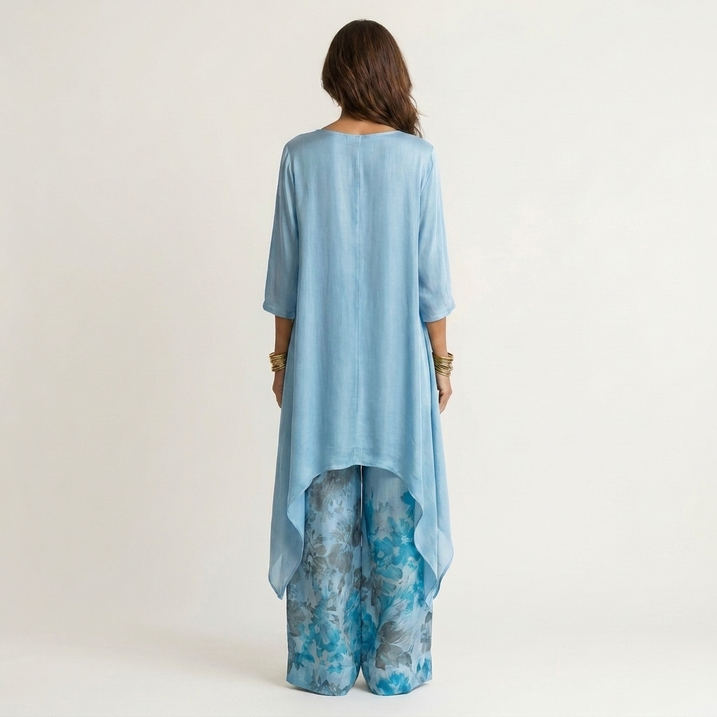 Cariola | Ensemble Deux Pièces en Coton-Silk avec Tunique Asymétrique