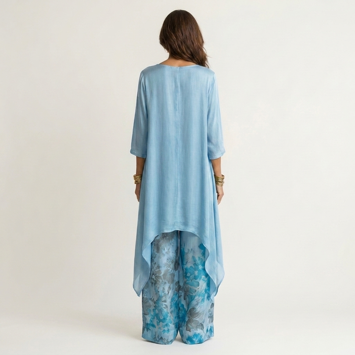 Cariola | Ensemble Deux Pièces en Coton-Silk avec Tunique Asymétrique