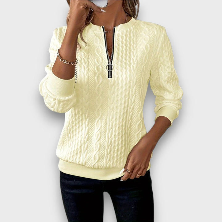 Solena – Pull zippé en maille torsadée