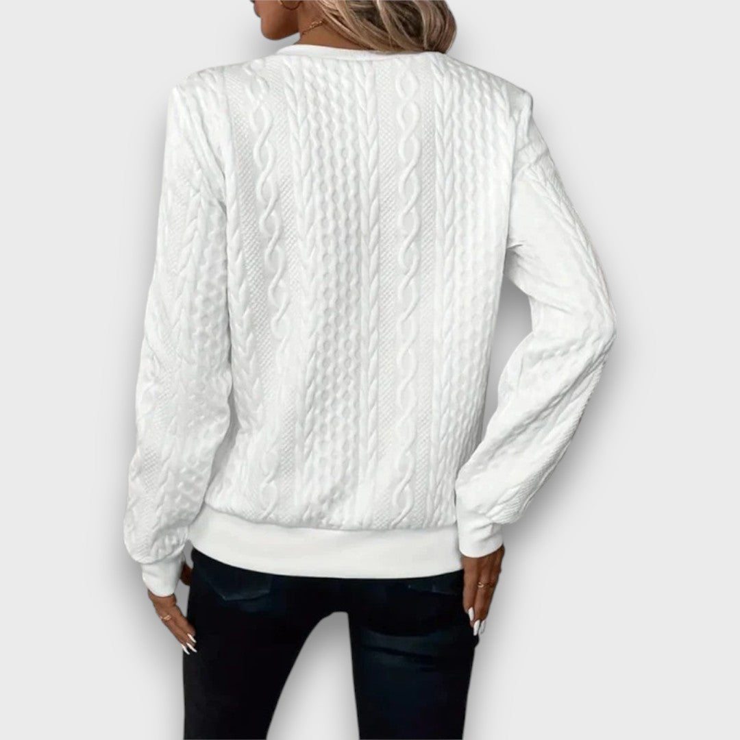 Solena – Pull zippé en maille torsadée