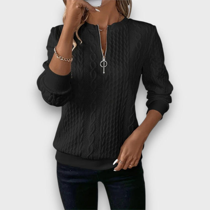 Solena – Pull zippé en maille torsadée