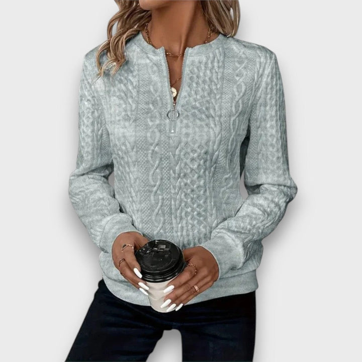 Solena – Pull zippé en maille torsadée