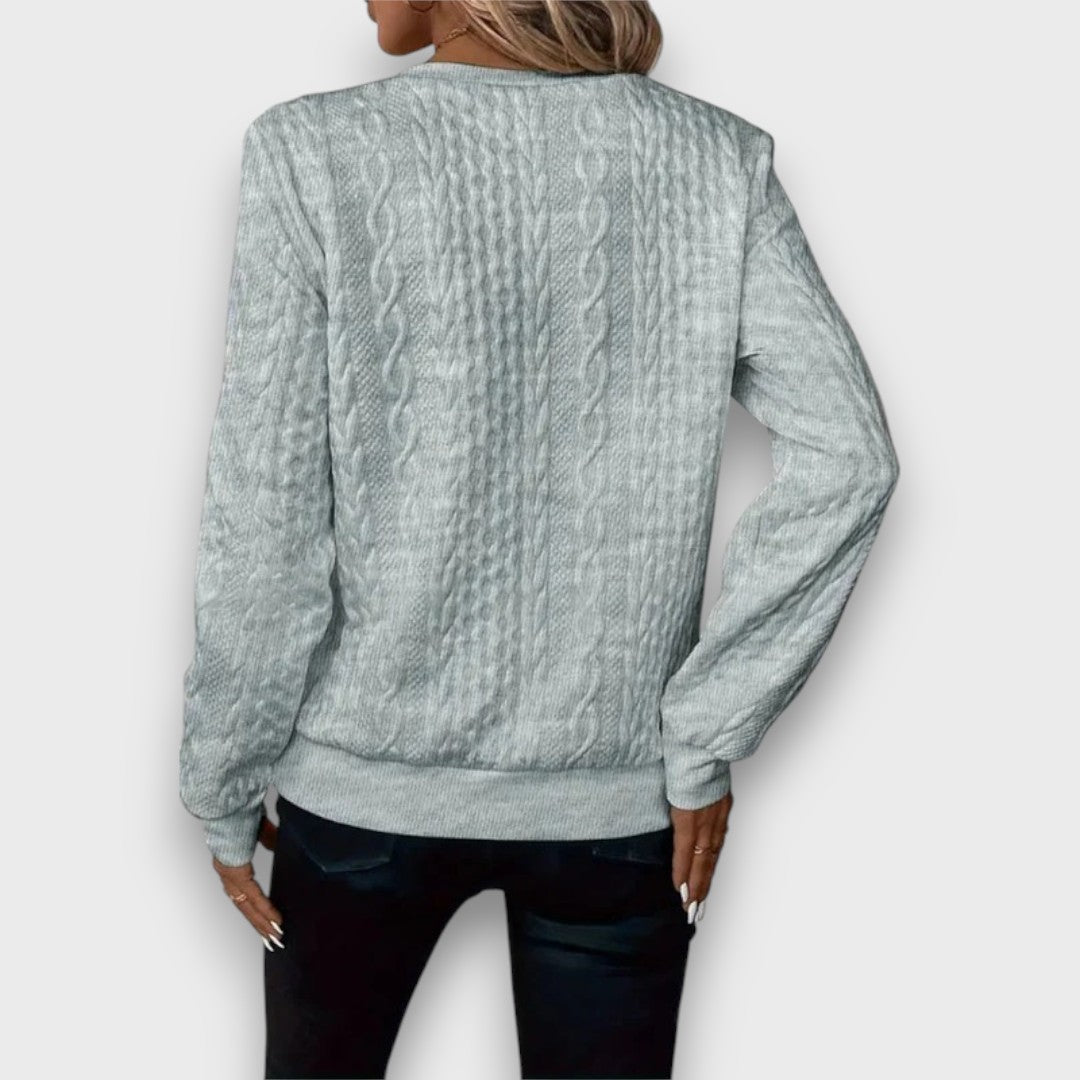 Solena – Pull zippé en maille torsadée