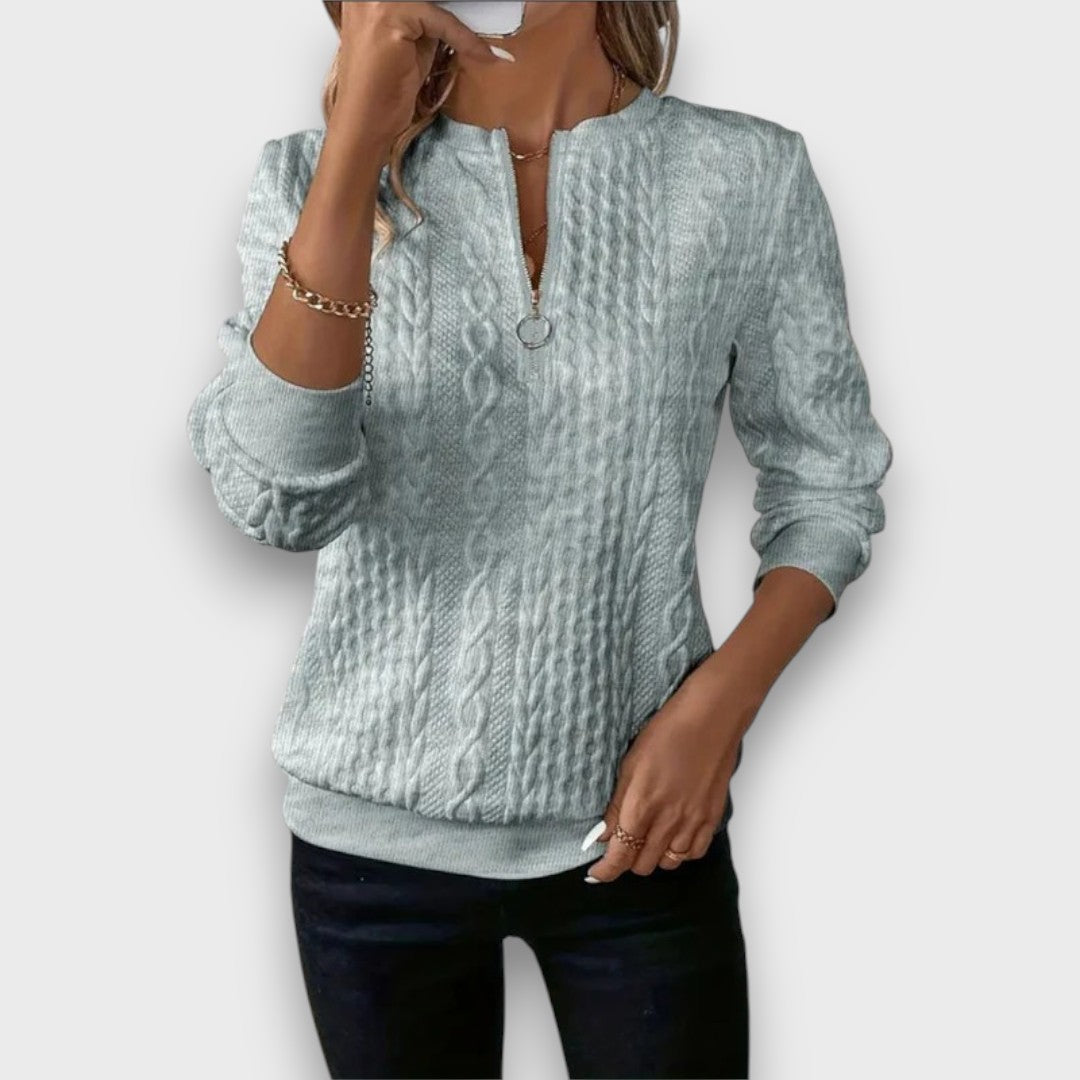 Solena – Pull zippé en maille torsadée