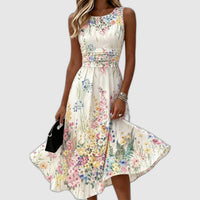 Kimberly | Robe Midi Florale Sans Manches