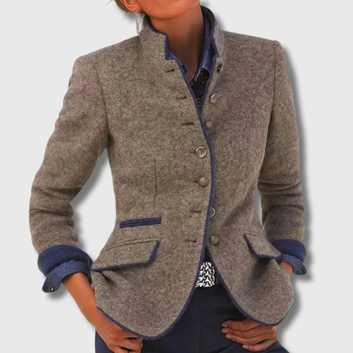 Linda | Blazer en laine à passepoil contrastant