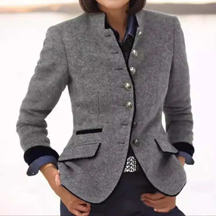 Linda | Blazer en laine à passepoil contrastant