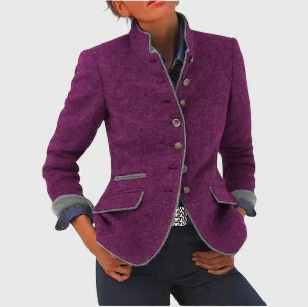 Linda | Blazer en laine à passepoil contrastant