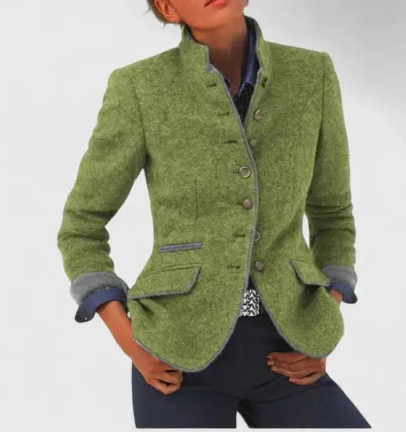 Linda | Blazer en laine à passepoil contrastant