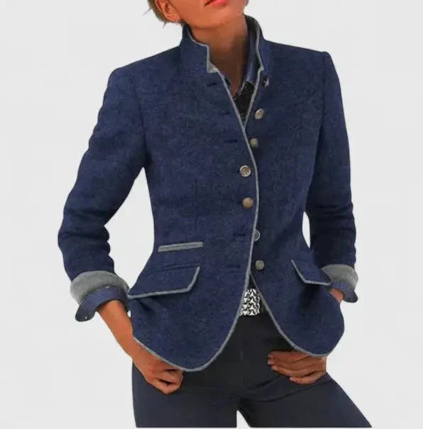 Linda | Blazer en laine à passepoil contrastant