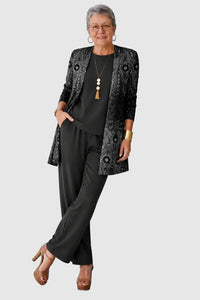 Armande™ | Ensemble Trois Pièces Noir Paisley