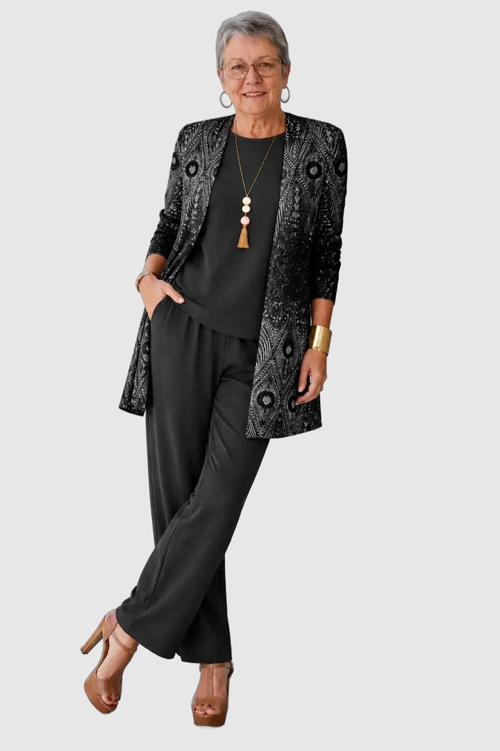 Armande™ | Ensemble Trois Pièces Noir Paisley