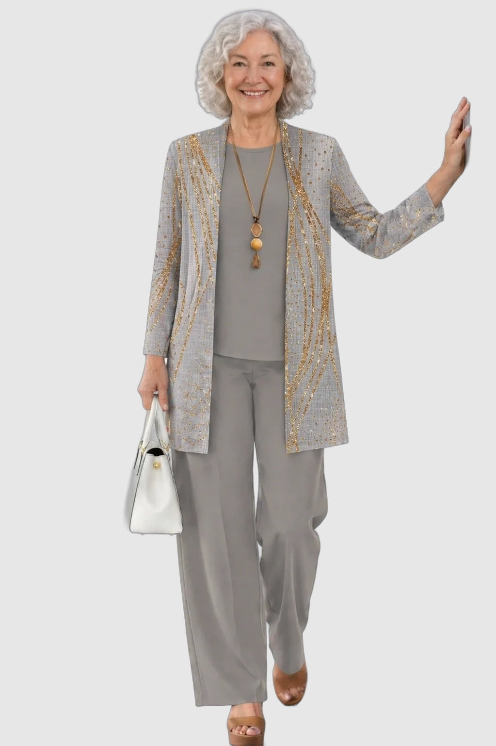 Adèle™ | Ensemble Trois Pièces Gris Doré