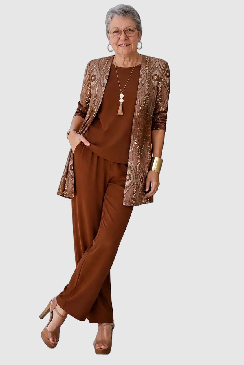 Anita™ | Ensemble Trois Pièces Rouille Paisley