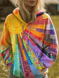 Dawnella | Hoodie multicolore à motif patchwork bohème