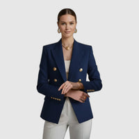 Rebecca | Blazer long croisé à boutons dorés