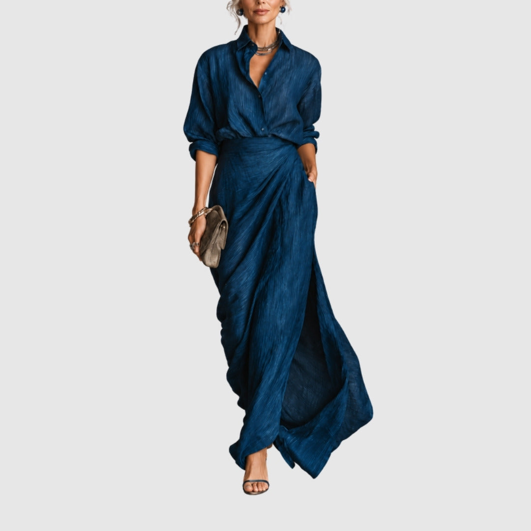 Marthe™ | Blouse et Jupe Plissée Assorties