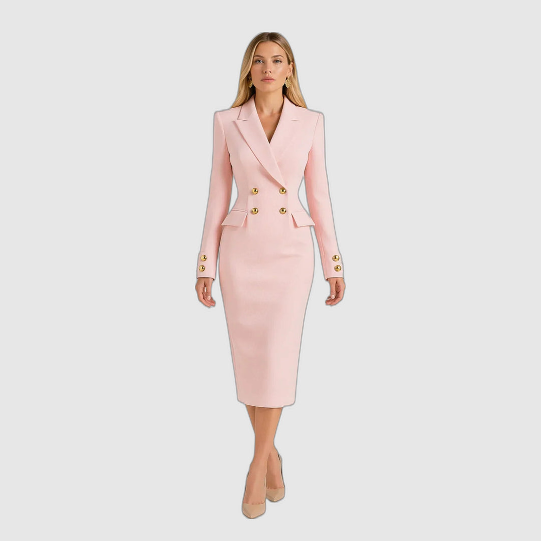 Roberta | Robe midi style blazer à double boutonnage