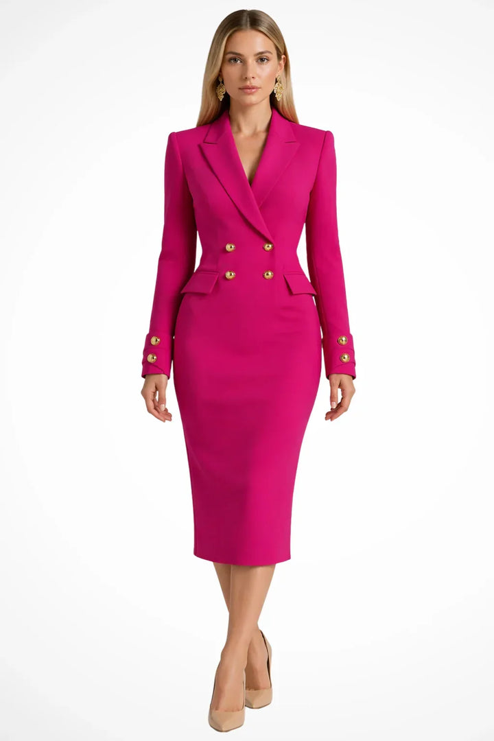 Roberta | Robe midi style blazer à double boutonnage