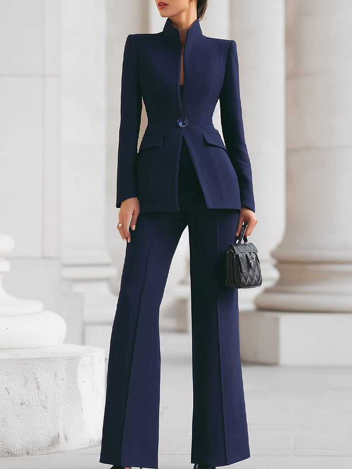 Vera | Ensemble blazer col montant et pantalon jambe large