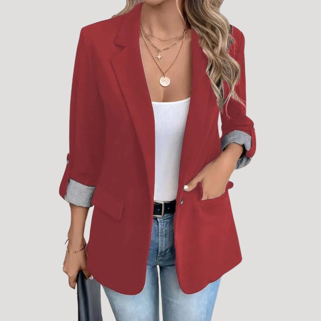 Clara | Veste blazer structurée à simple boutonnage et manches retroussables