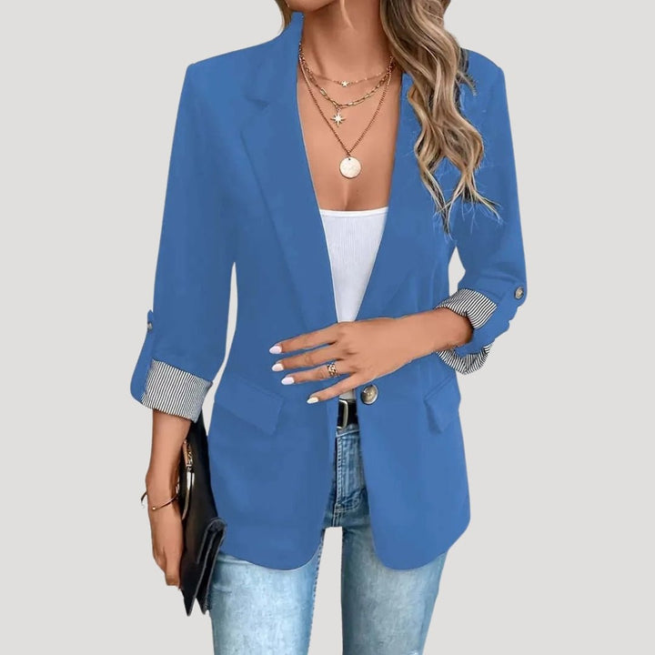 Clara | Veste blazer structurée à simple boutonnage et manches retroussables