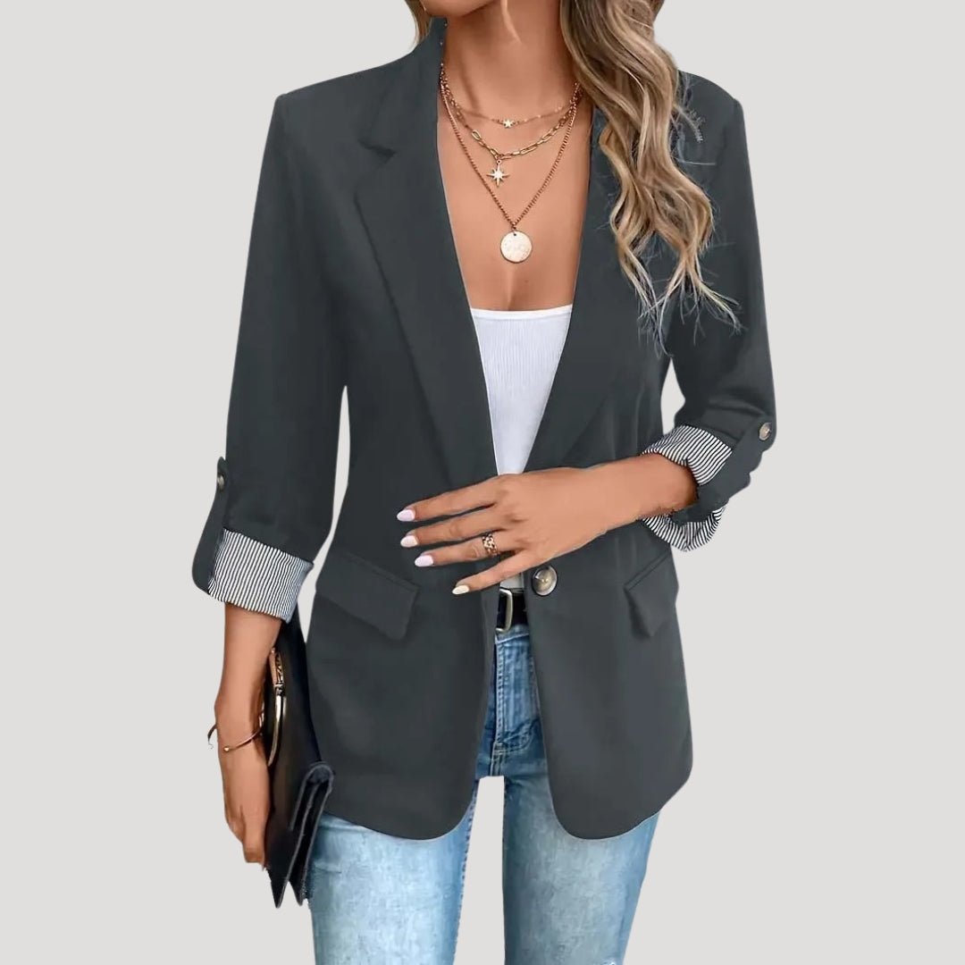 Clara | Veste blazer structurée à simple boutonnage et manches retroussables