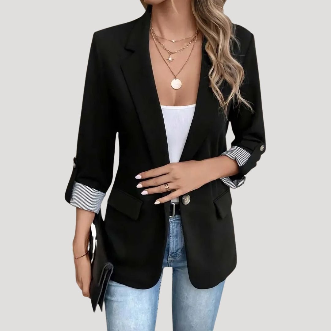 Clara | Veste blazer structurée à simple boutonnage et manches retroussables
