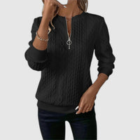 Solena – Pull zippé en maille torsadée