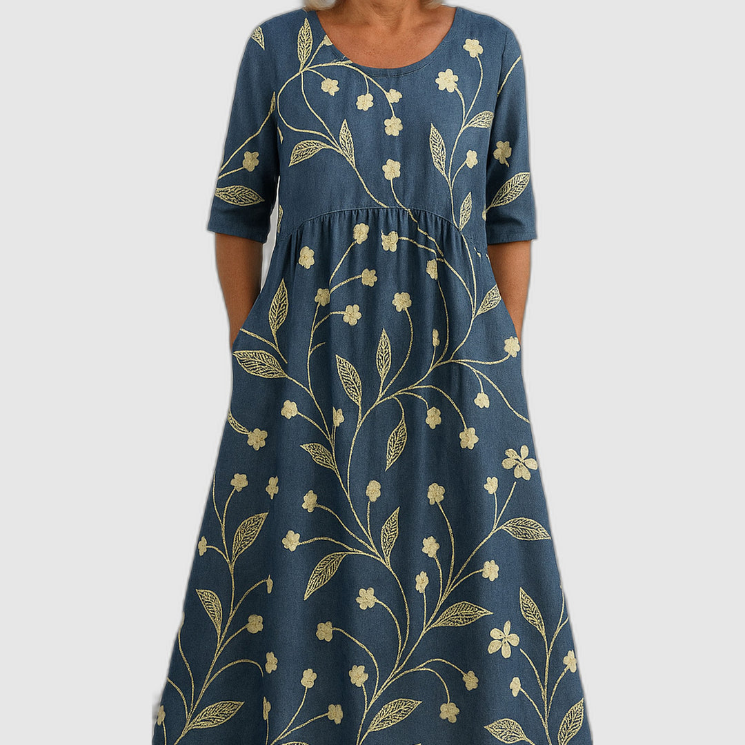 Emma | Robe Midi Décontractée - Élégance Quotidienne