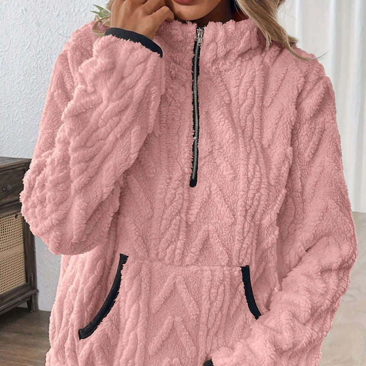 Isariel - Sweat à demi-zip doux avec poches chaudes