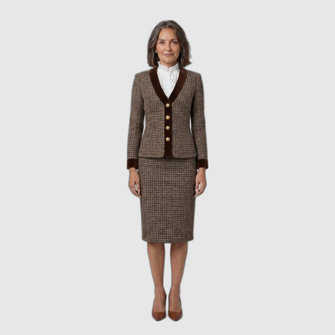 Talia | Ensemble tailleur tweed : blazer court et jupe crayon