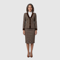 Talia | Ensemble tailleur tweed : blazer court et jupe crayon